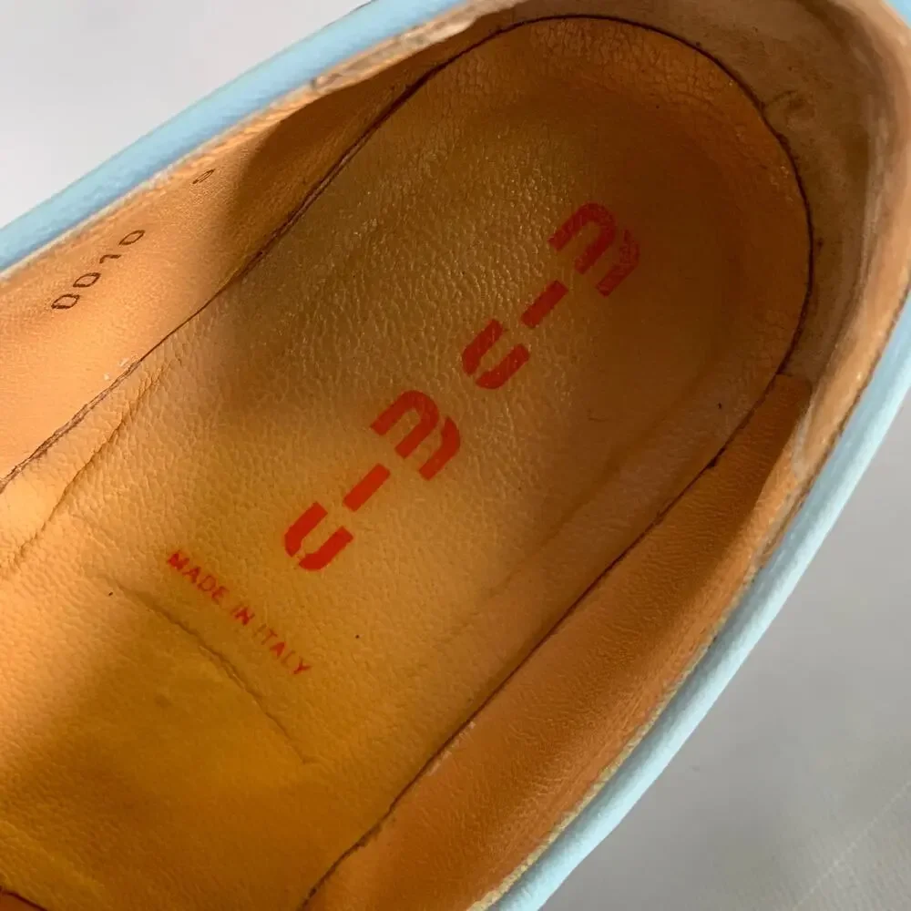 MIU MIU Size 9 Navy Light Blue Leather Spectator Loafers